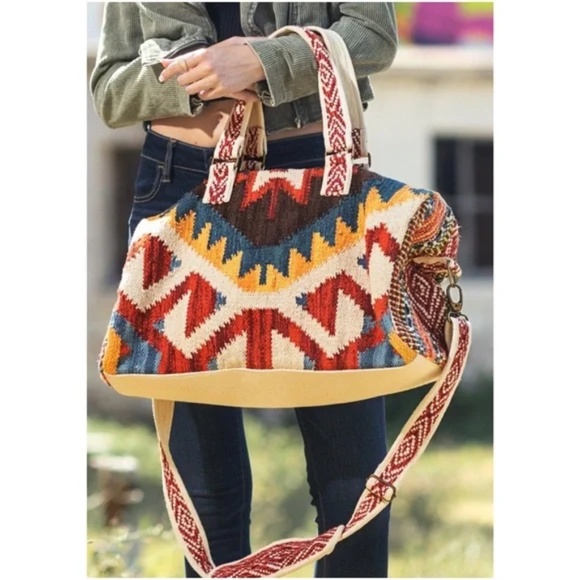Boho Aztec Tribal Western Large Travel Vacation Tote Bag - Picture 1 of 7